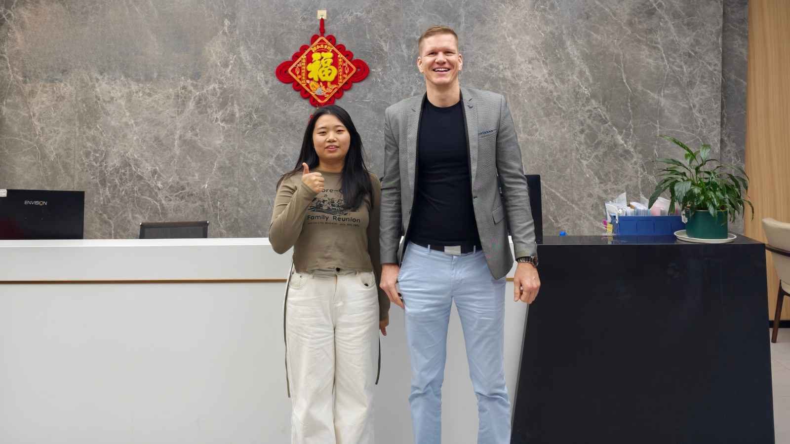 Founder on-site at LED beauty lamp manufacturing facility in China
