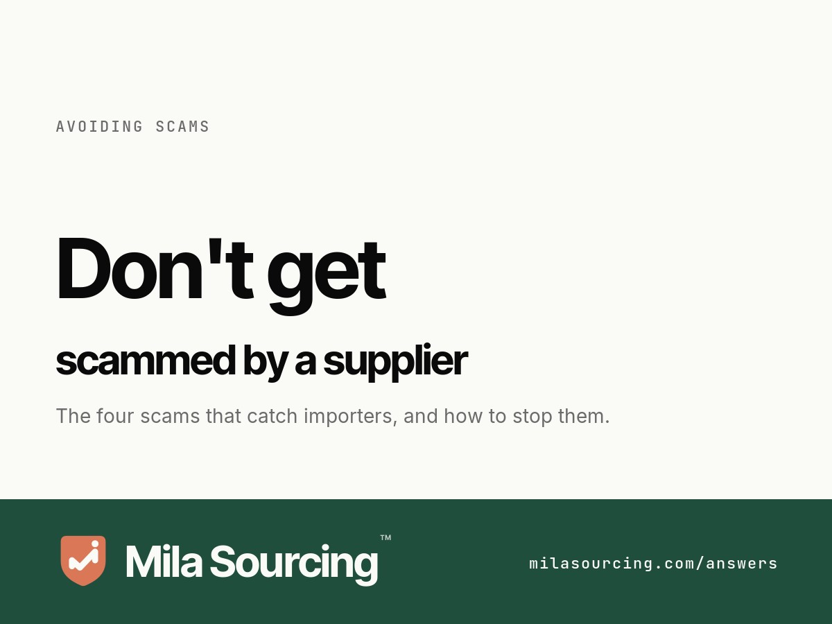 How to avoid getting scammed by a Chinese supplier: verify the company, pay the registered account, confirm bank details live, and gate the balance on a passed inspection