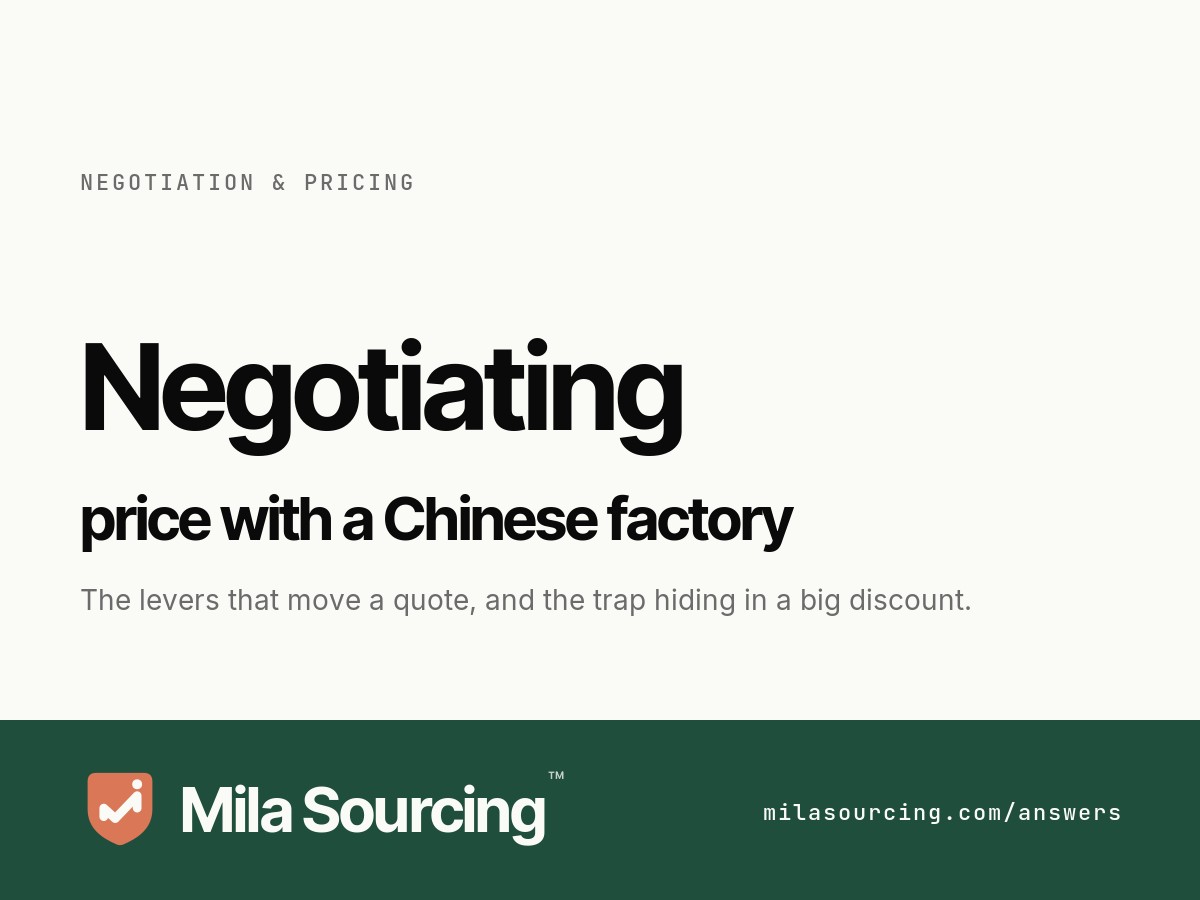 Negotiating price with a Chinese factory: the levers that move a quote and the quality-fade trap hiding in a big discount