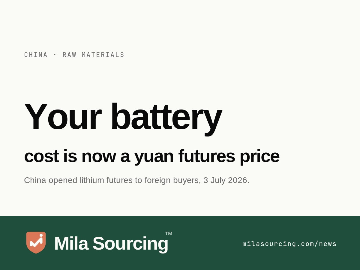China opens Guangzhou lithium carbonate futures to foreign buyers, Mila Sourcing news cover